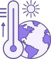 Colored Icon Temperature Increase. Sun, Planet Earth, And Thermometer With High Temperature. Global Warming. Ecological Problem. Climate Change Concept vector