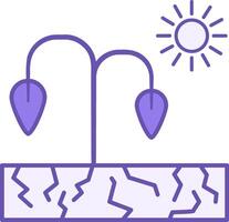 Drought Color Icon. Sun and Wilted Plants on Dry Land. No Water. Ecological Problem. Climate Change Concept vector