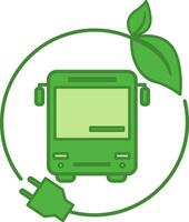 Ecological Transport Color Icon. Icon of Bus and Green Leaves. Ecology and Environmental Protection Concept vector