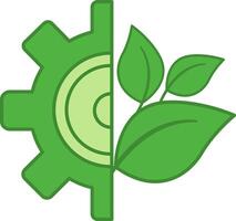 Green Technology Color Icon. Icon of Gears and Plants. Concept of Environmental Protection and Innovation vector