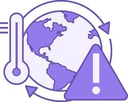 Colored Climate Change Icon. Earth, Thermometer, and Danger Sign. Global Warming. Ecological Problem vector