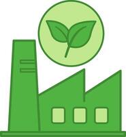 Industrial Ecology Color Icon. Icon of Industrial Green Building and Leaves on Top. Ecology and Environmental Protection Concept vector