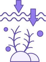 Colored Ocean Acidification Icon. Carbon Dioxide from the Earth's Atmosphere Entering the Ocean. Ecological Problem. Climate Change Concept vector
