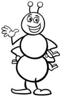 funny cartoon ant insect animal character coloring page vector