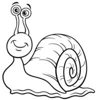 funny cartoon snail animal character coloring page vector