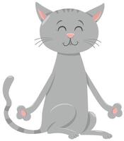 funny cartoon gray cat animal character vector