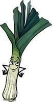 funny cartoon leek vegetable character vector