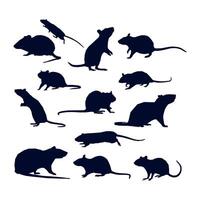 Hand drawn rat silhouette collection vector