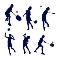 Badminton player silhouette collection vector