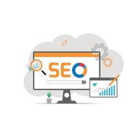 Seo analytics strategy concept elements background. vector
