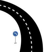 Winding road. Highway traffic sign. Road to horizon in perspective. Winding asphalt empty line isolated concept vector