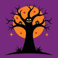The illustration of the magic tree with a Halloween concept. Whimsical Tree of Spooks and Specters. vector