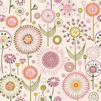 dandelions in a meadow in a delicate toned pattern vector