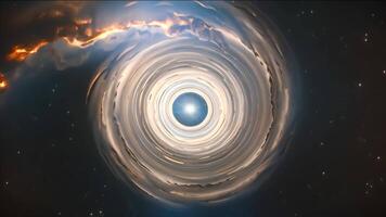 kosmisch draaikolk, een betoverend spiraal heelal wervelingen door de diepten van ruimte, tekening kijkers in een draaikolk van sterren, licht, en kosmisch energie. video