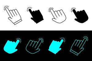 Hand click cursor icon set. Hand click, hand cursor, pointer illustration. vector