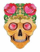 Skull and rose eyes gem day of the dead design by hand drawing on paper and make graphic . vector