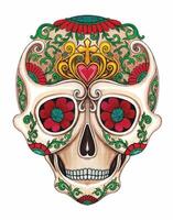 Skull mix art vintage colorful day of the dead design by hand drawing on paper and make graphic . vector