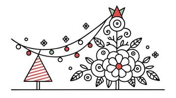 A beautifully illustrated triangular design adorned with flowers and decorative lights, showcasing an intricate floral pattern that evokes a festive atmosphere vector