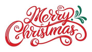 Colorful and festive Merry Christmas greeting design featuring playful cursive lettering with swirls and dots, perfect for holiday cards or decorations showcasing holiday cheer vector