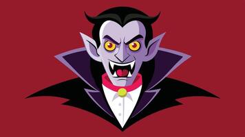 A classic cartoon vampire character with fangs and red eyes, set against a dark red background, capturing the essence of Halloween and spooky themes in animation vector