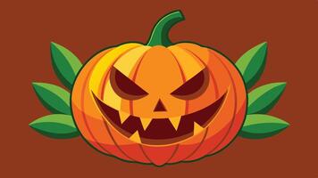 A mischievous carved pumpkin with a sinister grin and sharp teeth, embodying the spirit of Halloween festivities during the fall season vector