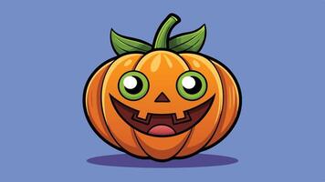 A cheerful cartoon pumpkin with a big grin and sharp teeth, perfect for Halloween festivities and seasonal decorations vector