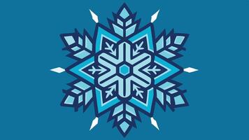 A vibrant blue snowflake design with intricate patterns, symbolizing winter and cold weather, set against a contrasting light background vector