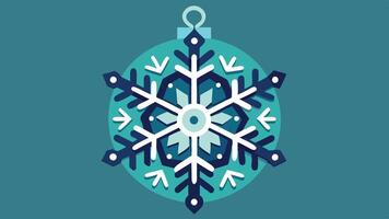 Decorative snowflake ornament designed with intricate details in shades of blue and green, showcasing leaves and geometric patterns against a plain backdrop vector