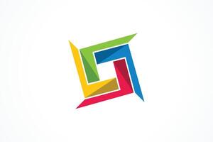 Spinning Abstract Square Shape Logo Design Element vector