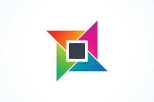 Spinning Colorful Square Abstract Shape Logo Design Element vector