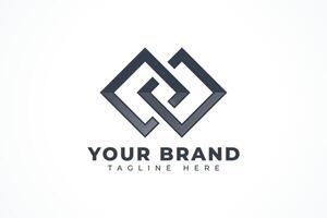 Geometric Square Line Style Infinity Logo Design Element vector