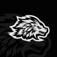 A wolf head on a black background vector