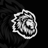Lion head logo design, black and white vector