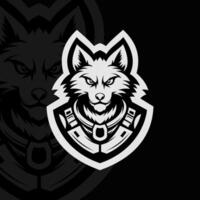 A wolf logo with a black background vector
