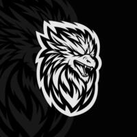 A black and white eagle head on a dark background vector