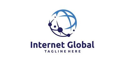 global internet logo design, signal, connection, technology, network, logo design, symbol, icon, creative idea. vector