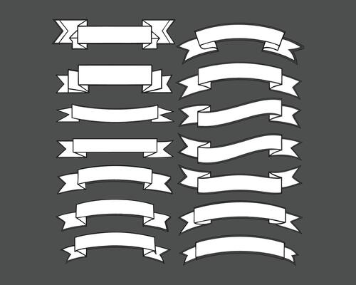 a set of white ribbons on a black background