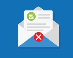 envelope confirm and rejection check mark in mail vector