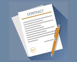 contract document with pen and paper on blue background vector