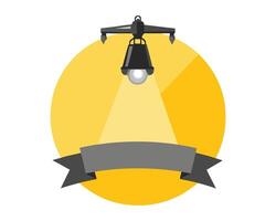 a yellow circle with a black light bulb and a banner vector