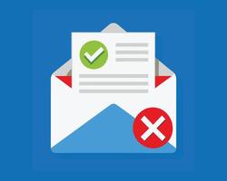 check mark in mail envelope confirm and rejection vector
