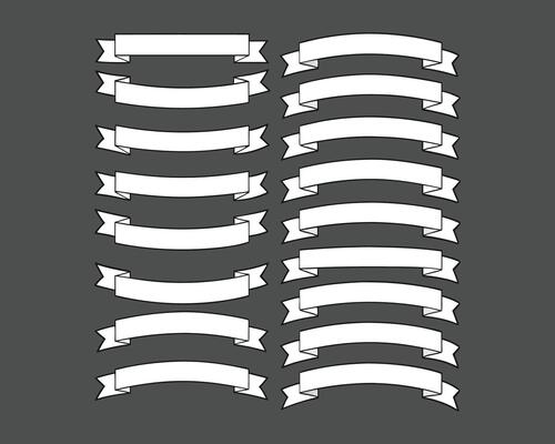 set of a white ribbons on a black background