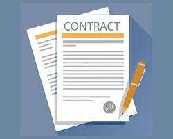 contracts and papers with pen and paper vector