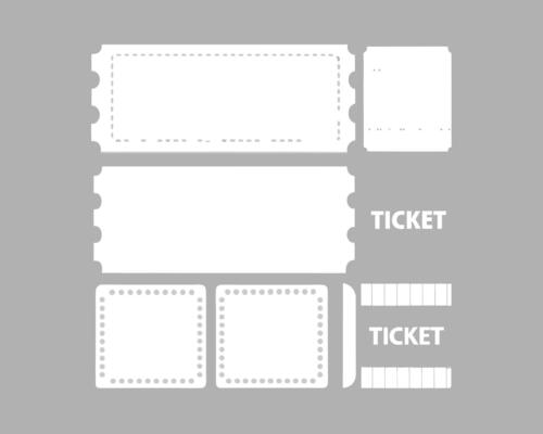 empty ticket templates mockup concert and movie ticket