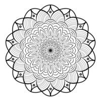 Abstract black line round mandala in white background. vector