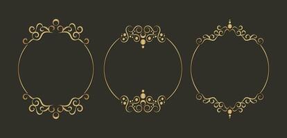 Set of gold decorative frame design background vector