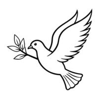 Beautiful dove symbol of peace holding a twig of olive tree vector