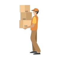 Warehouse delivery service. Warehouse worker. Courier delivery package. Fast distribution. Package distribution. Online shopping distribution. vector