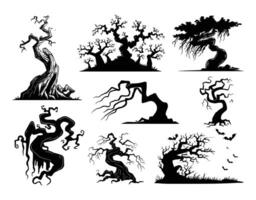 Haunting Creepy Tree Shapes EPS Template vector