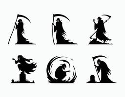 Billowing Cloak Grim Reaper Silhouette EPS Template vector